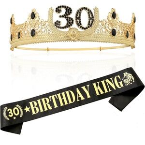 30TH Birthday King Crown and Birthday King Sash, 30TH Birthday Gifts for Men